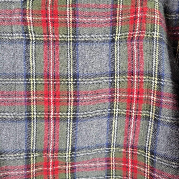 Vintage LL Bean Night Shirt Adult Medium Red Plaid Sleep Gown Flannel Mens PJs - Picture 6 of 10